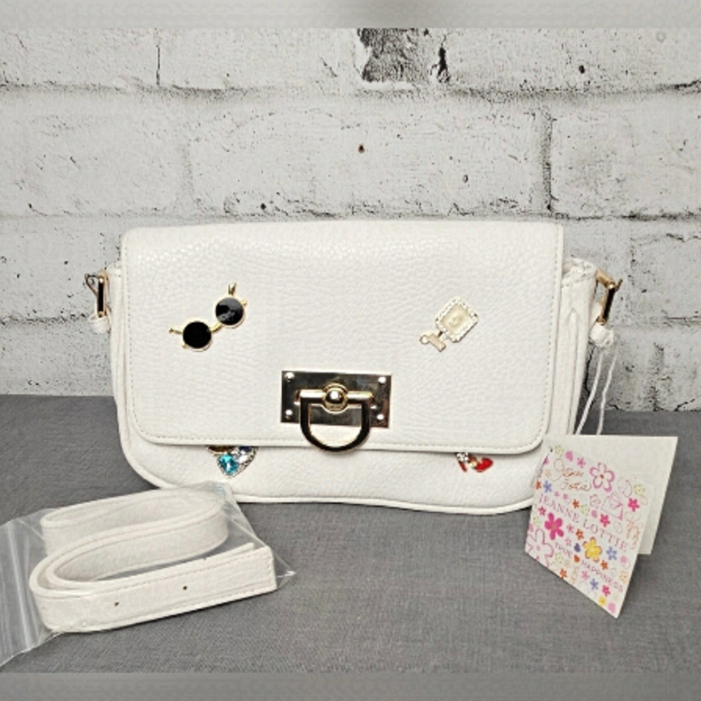 Jeanne Lottie “Paris” White PU Crossbody with Charms – NWT